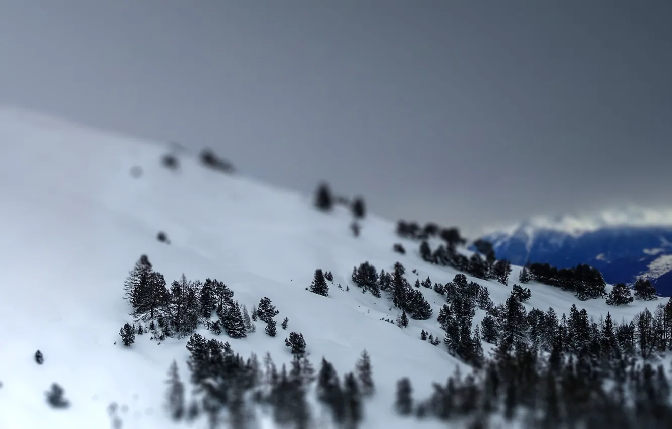 Фото обои winter, mountains, snow, cloudy