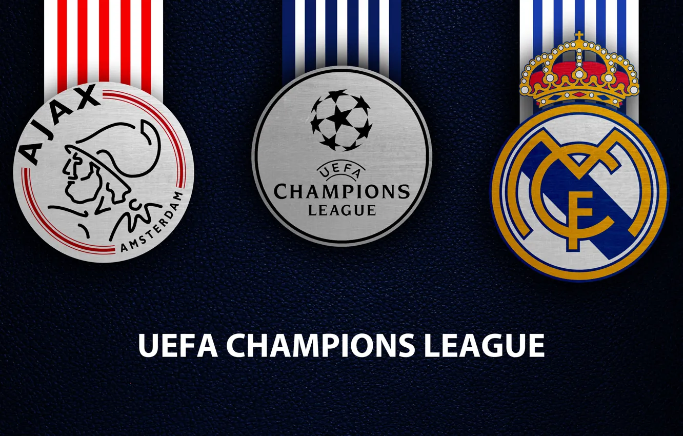 Фото обои wallpaper, sport, logo, football, Real Madrid, UEFA Champions League, Ajax, Ajax vs Real Madrid