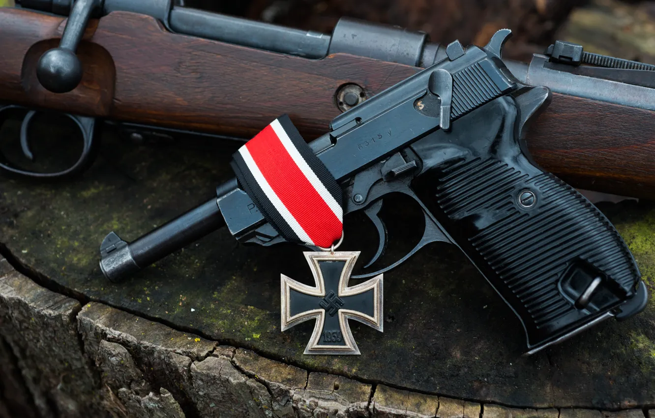 Фото обои пистолет, винтовка, 1944, К 98, железный крест