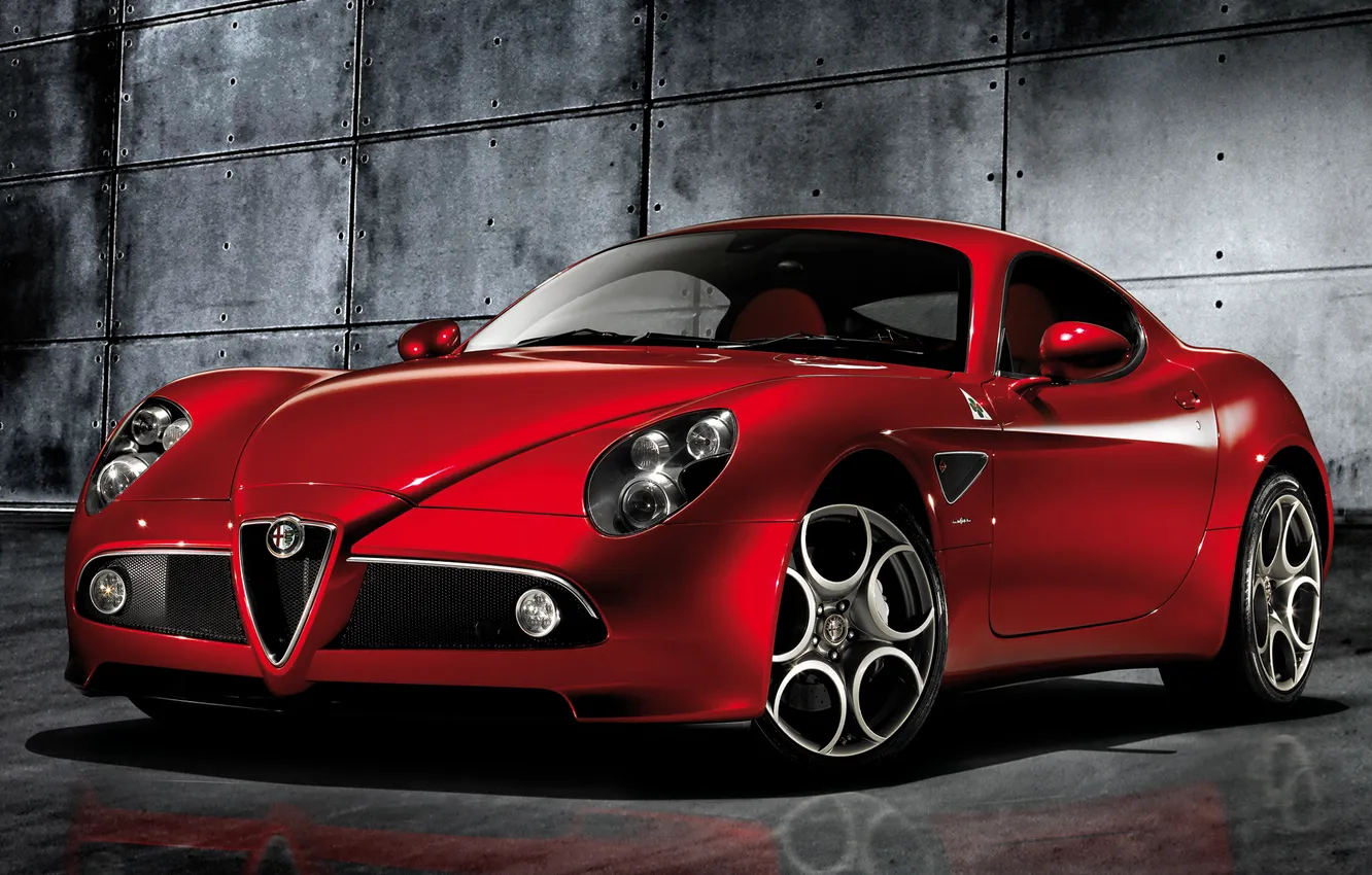 Фото обои Красный, Машина, Alfa Romeo, Red, Car, Автомобиль, Альфа Ромео, 8C Competizione