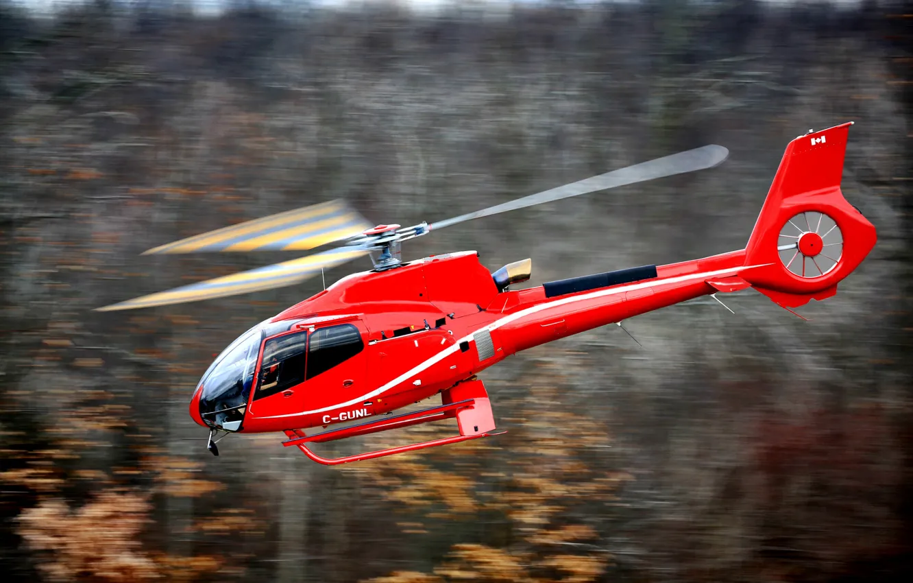 Фото обои полет, легкий, размытость, вертолет, самый, боке, Eurocopter, одномоторный