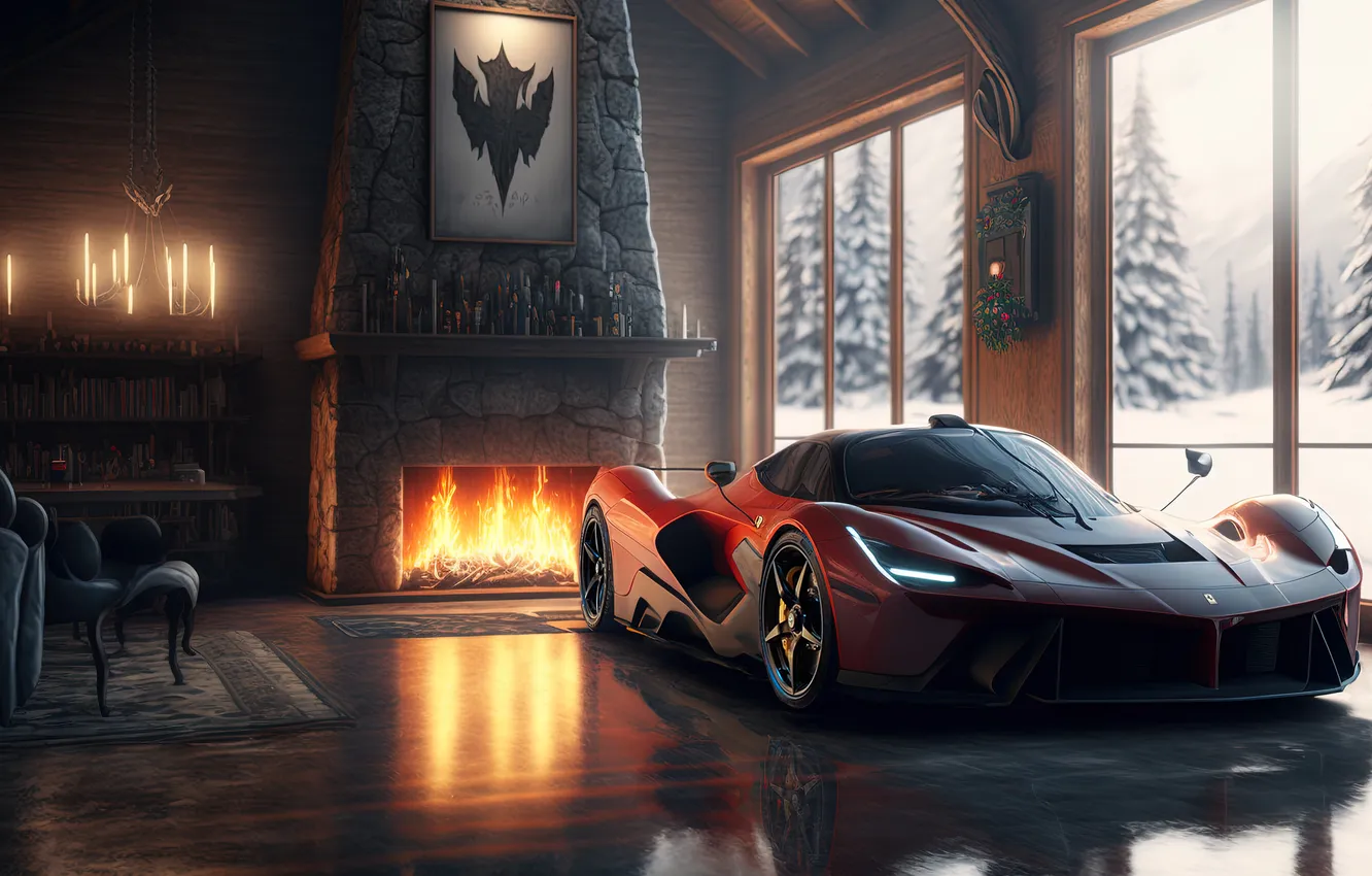 Фото обои car, авто, Ferrari, supercar, ИИ арт, AI art