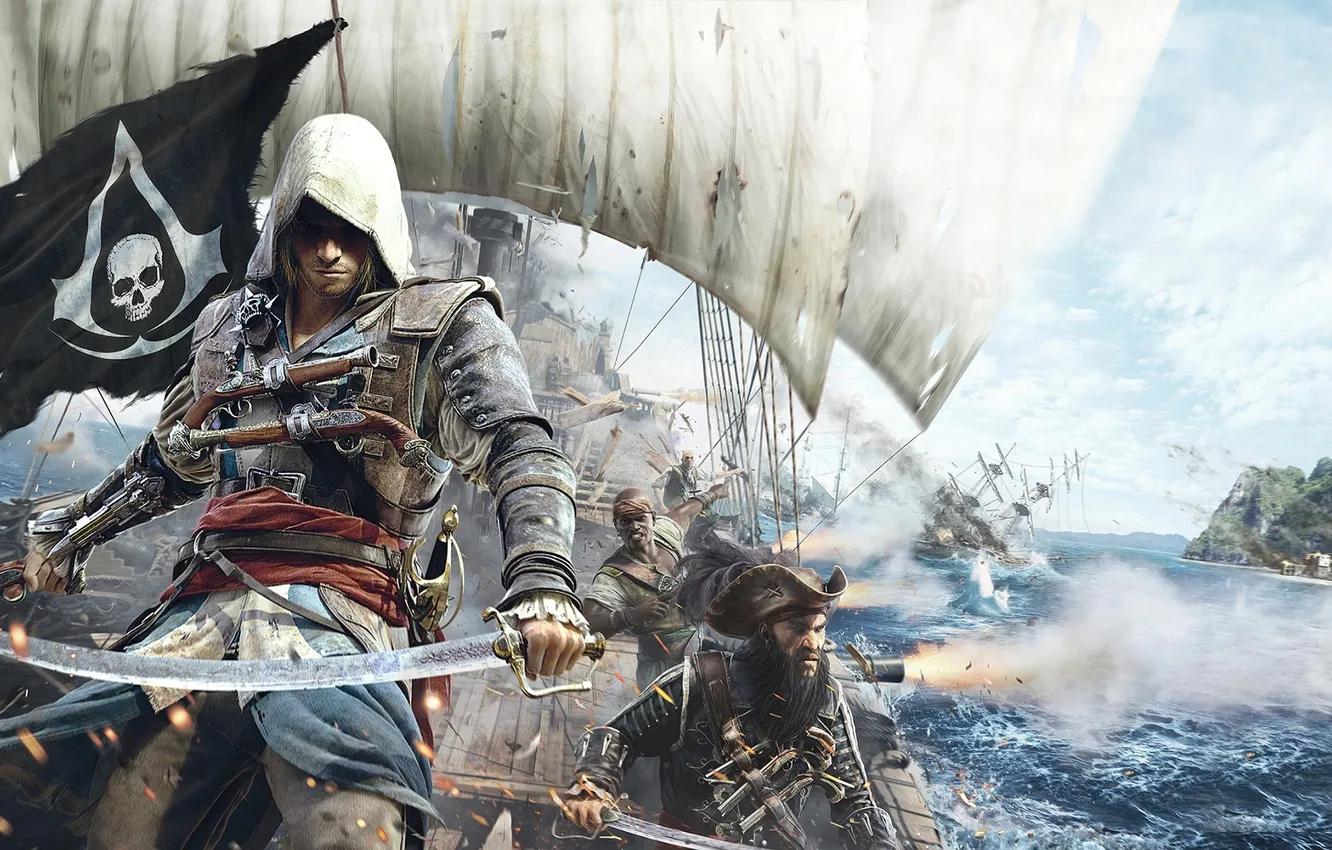 Фото обои пират, ассасин, эдвард, Assassin's Creed IV: Black Flag, черный флаг