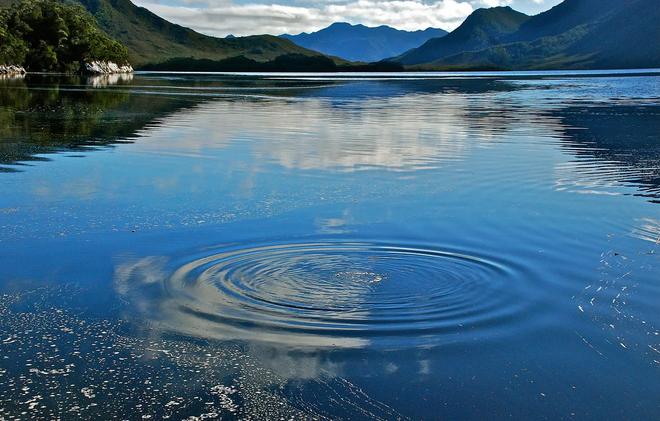 Фото обои вода, круги, горы, озеро, Австралия