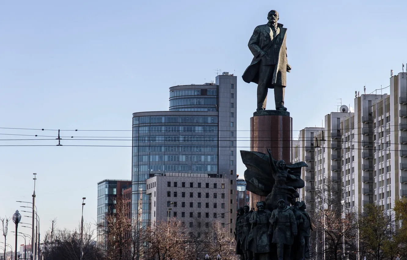 Фото обои здания, дома, памятник, Москва, Россия, Памятники Ленину