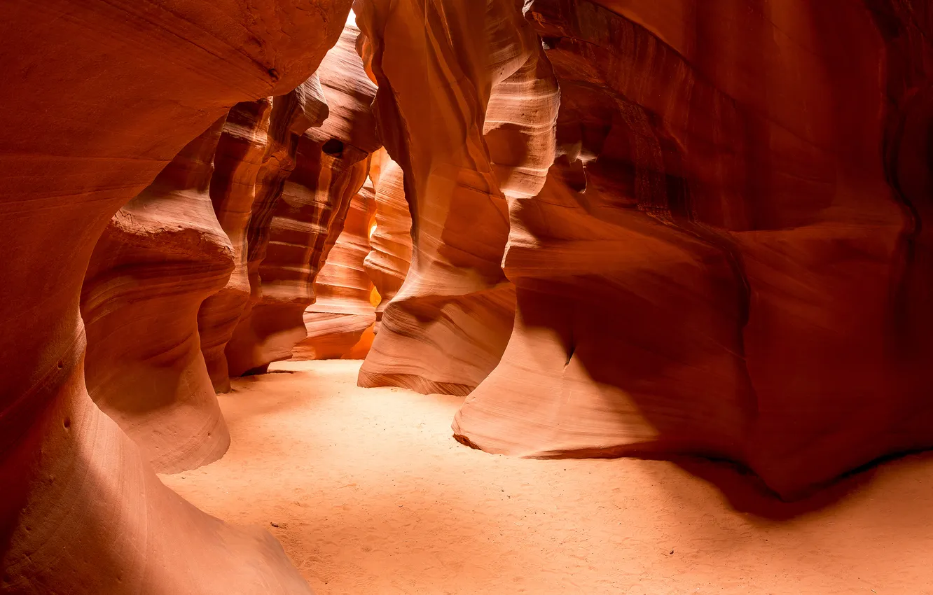 Фото обои песок, природа, скалы, текстура, США, каньон Антилопы