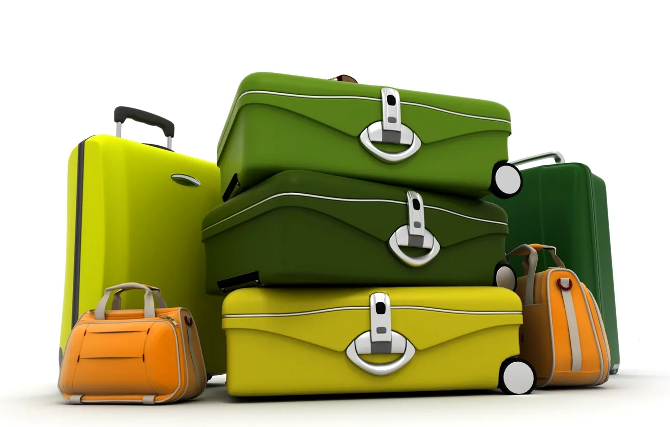 Фото обои цвет, чемодан, сумка, путешествие, багаж