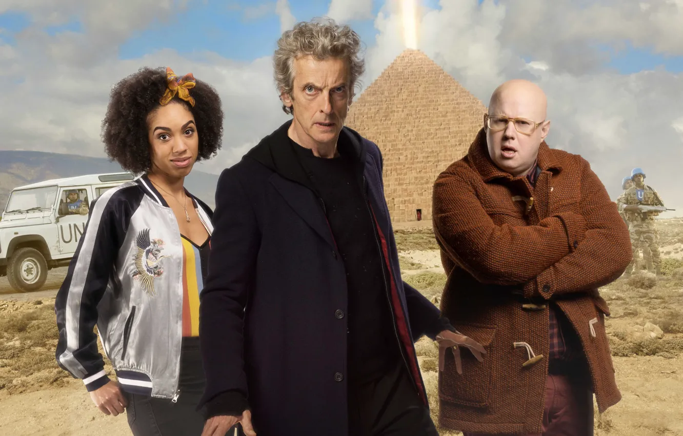 Фото обои пирамида, актеры, Doctor Who, Доктор Кто, Peter Capaldi, Двенадцатый Доктор, Twelfth Doctor, Matt Lucas