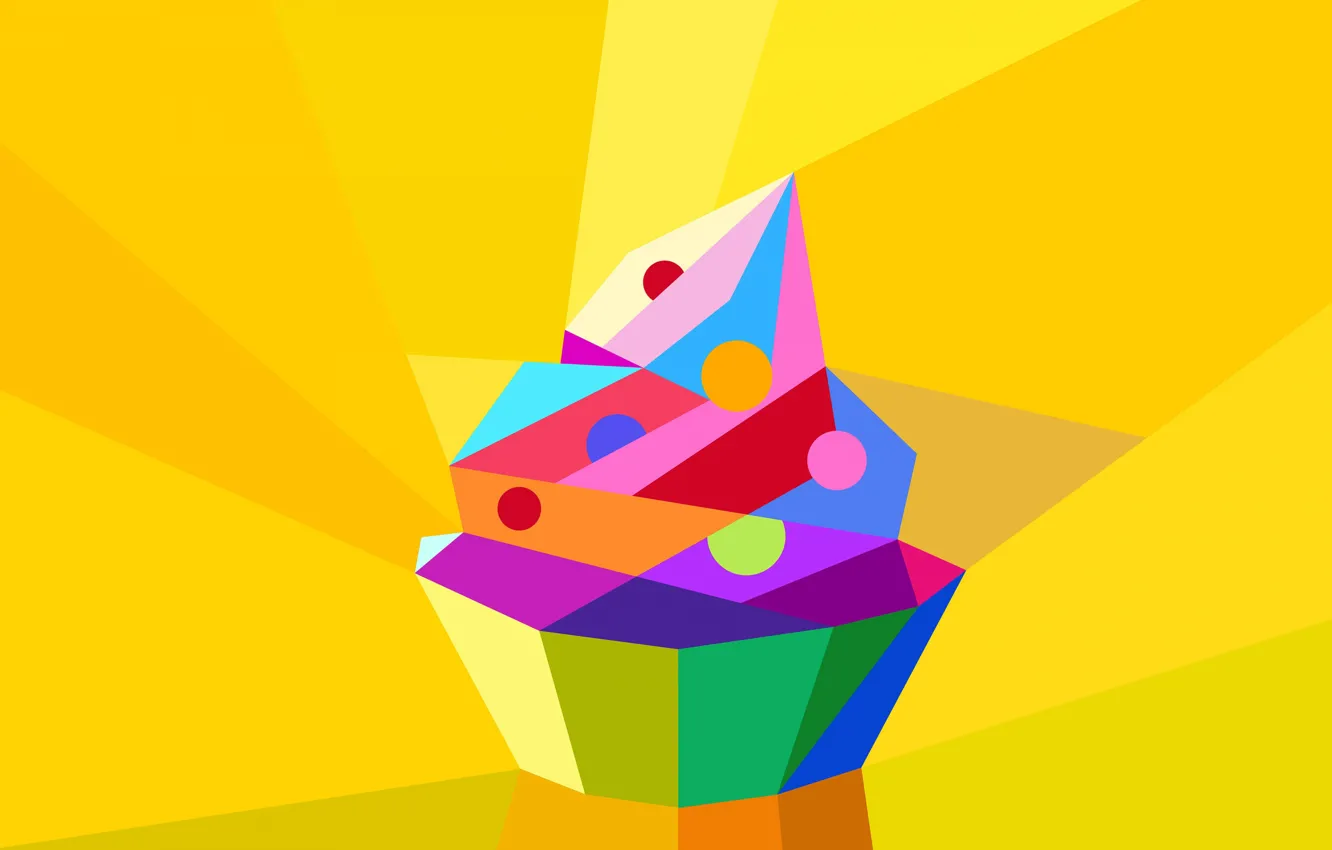 Фото обои макро, вектор, пирожное, low poly