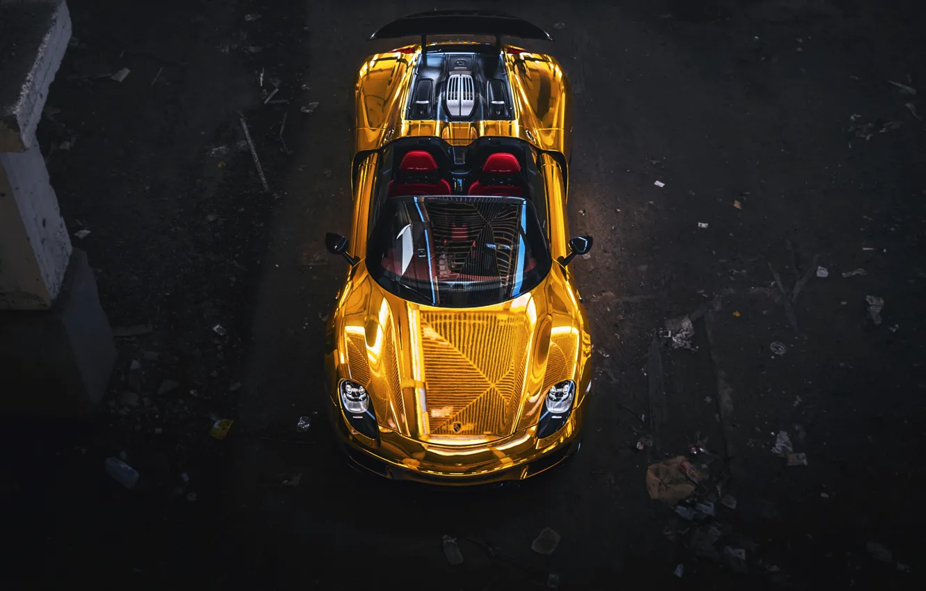 Фото обои Porsche, Spyder, 918, Golden