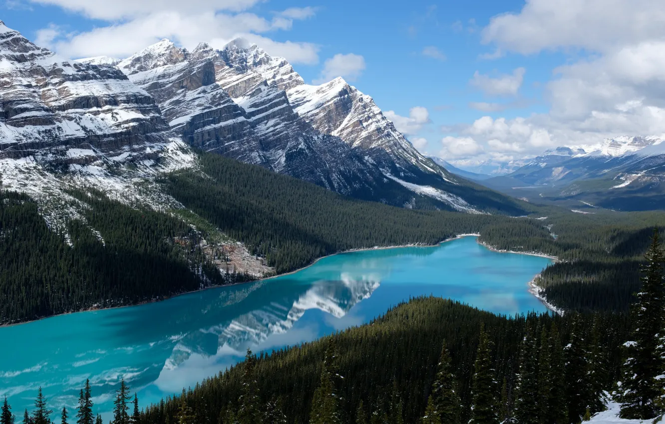 Фото обои небо, горы, озеро, Канада