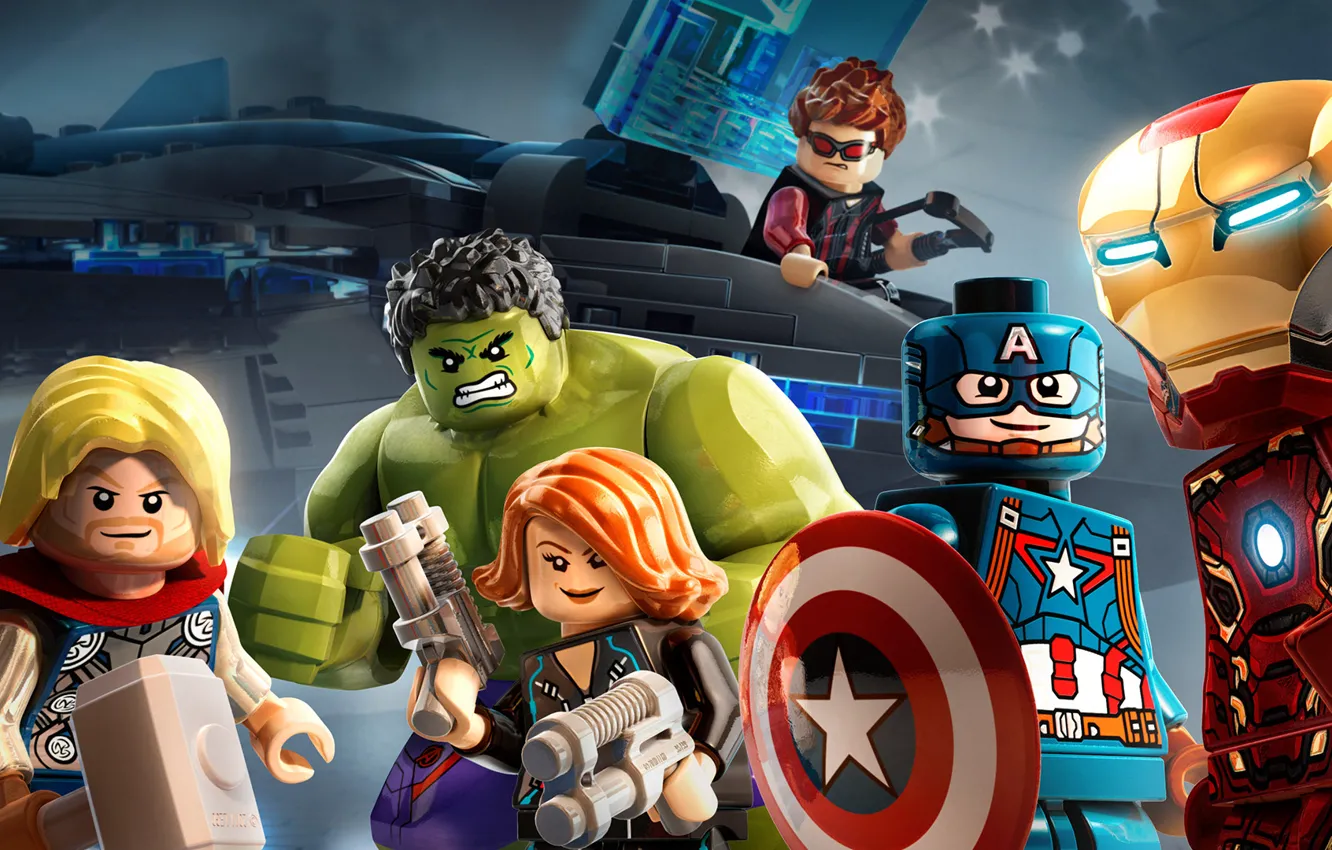 Фото обои железный человек, халк, marvel, лего, тор, Lego, марвел, captain america
