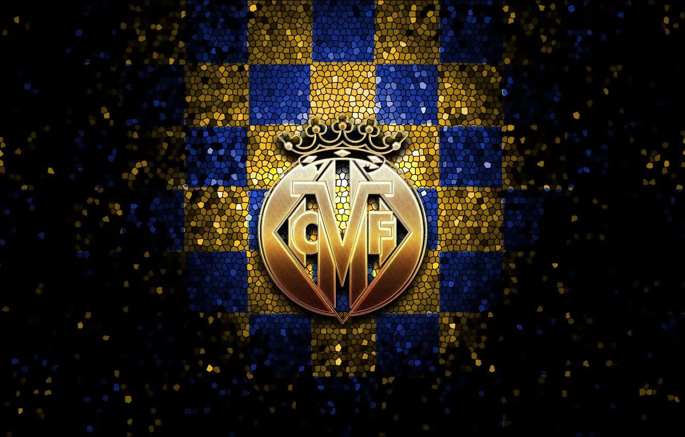 Фото обои wallpaper, sport, logo, football, La Liga, glitter, checkered, Villarreal