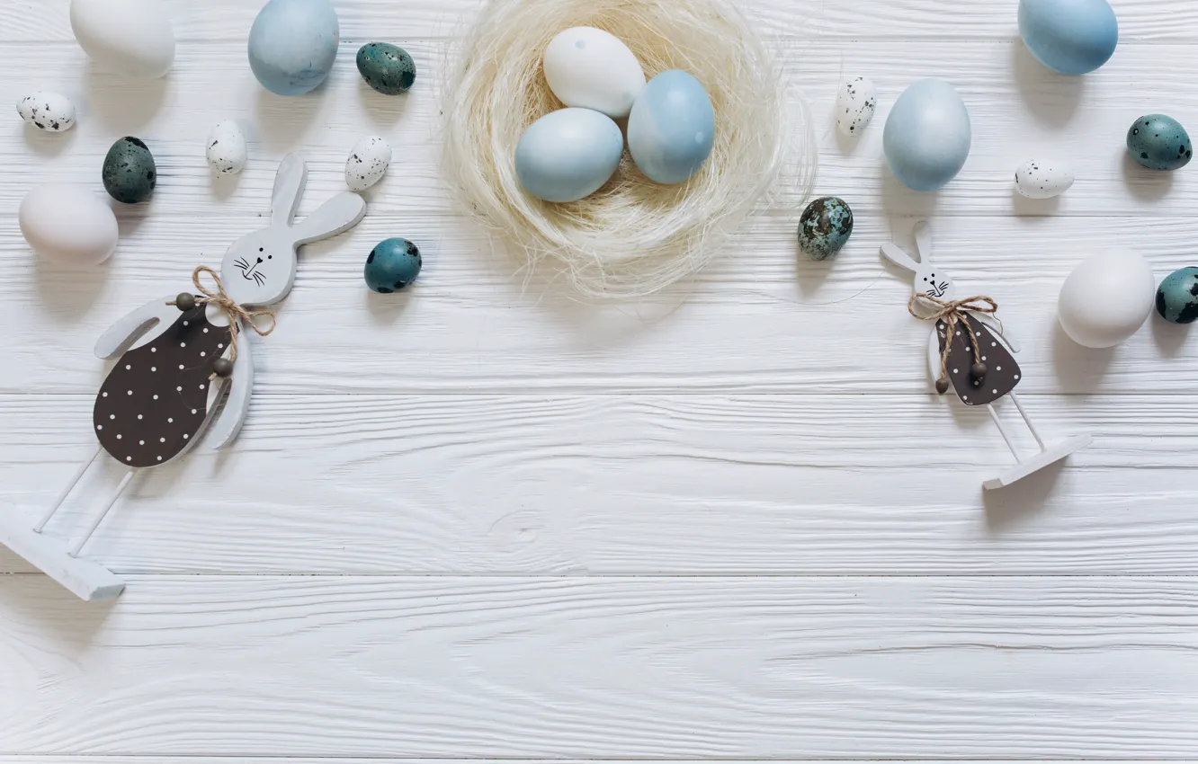Фото обои яйца, голубые, Пасха, white, белые, wood, blue, spring