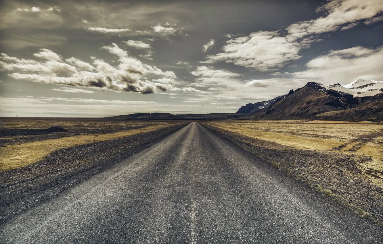 Фото обои дорога, небо, Исландия