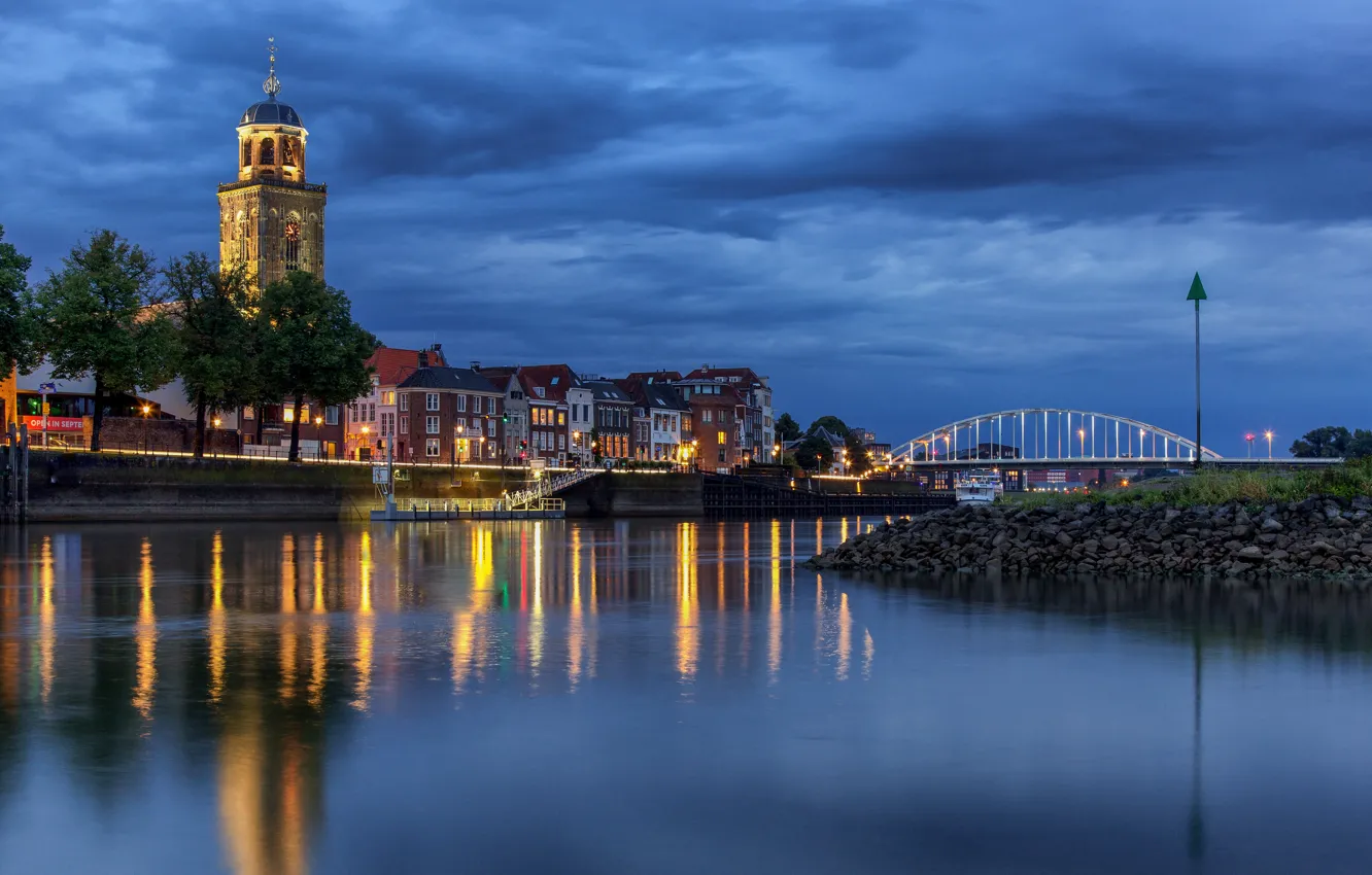 Фото обои мост, река, Нидерланды, Deventer