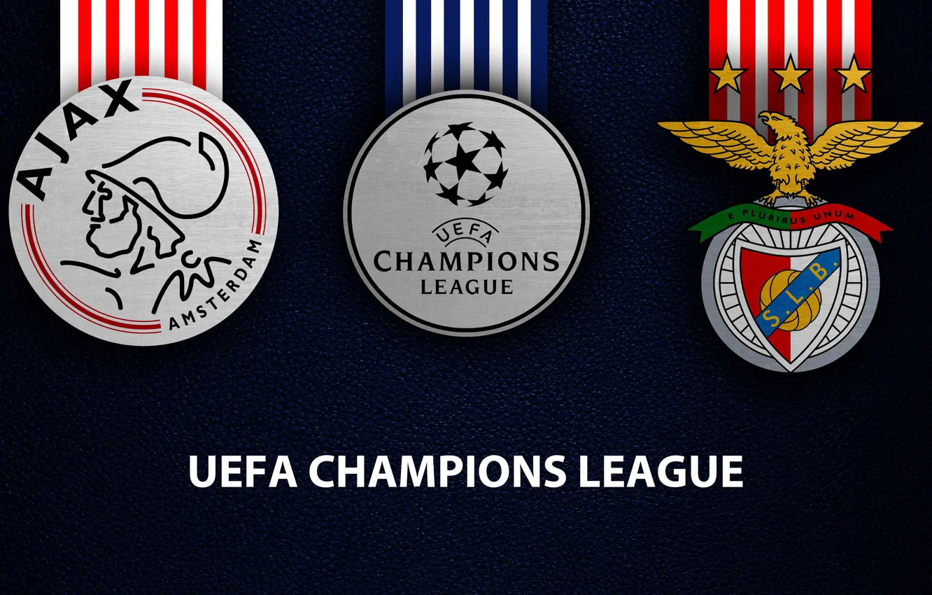 Фото обои wallpaper, sport, logo, football, UEFA Champions League, Ajax, SL Benfica, Ajax vs SL Benfica