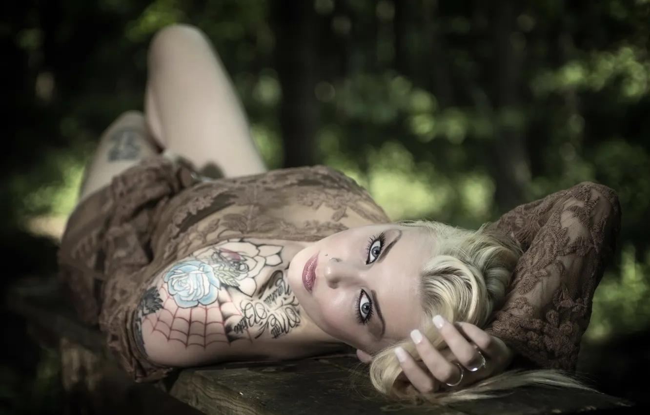 Фото обои девушка, тату, Cara Marshall
