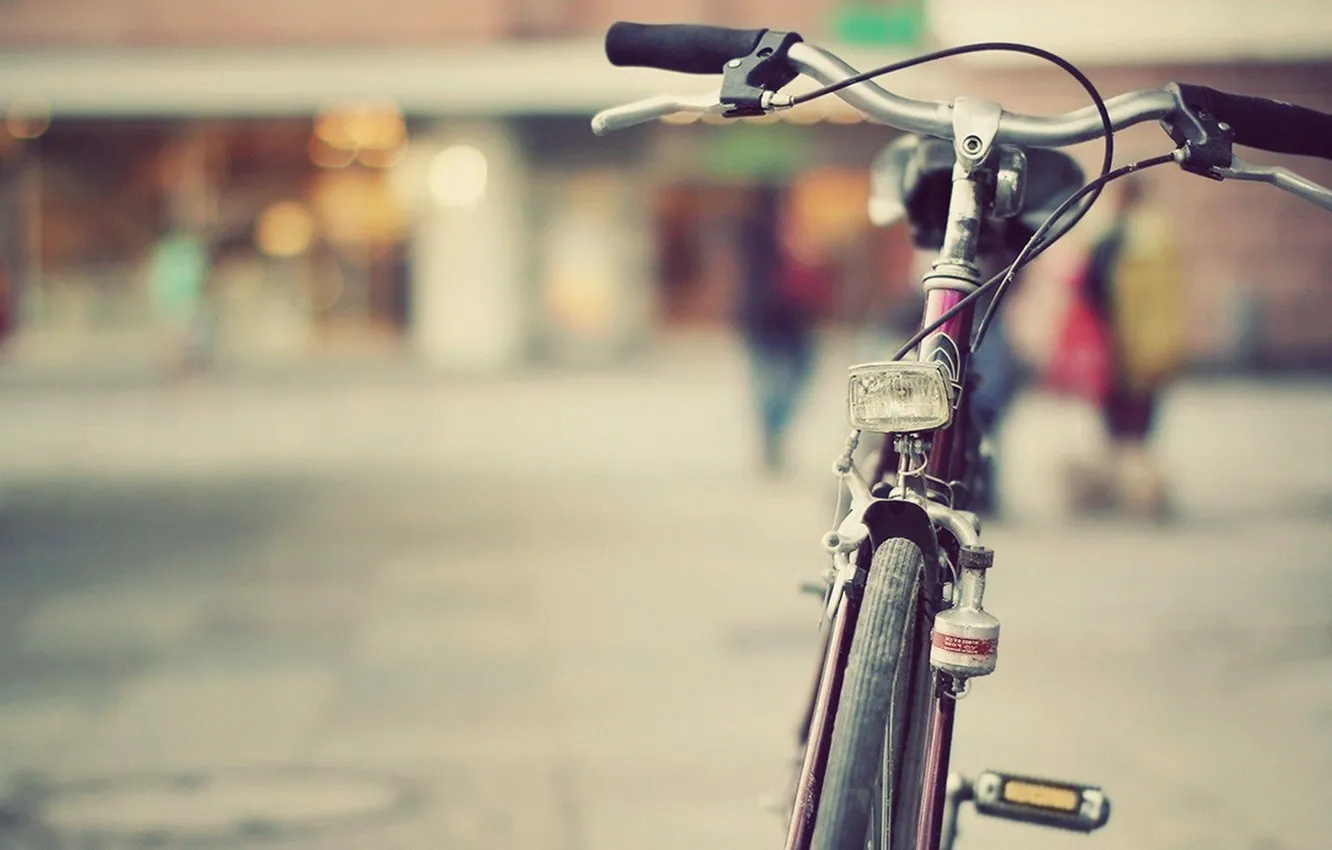 Фото обои велосипед, город, улица