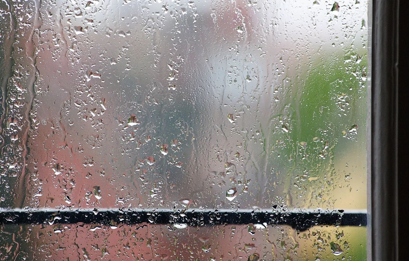 Фото обои дождь, окно, поручень