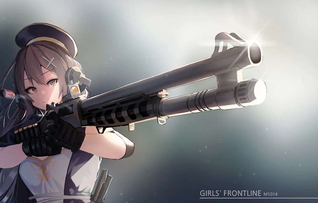 Фото обои девушка, дуло, пушка, M1014, Girls Frontline