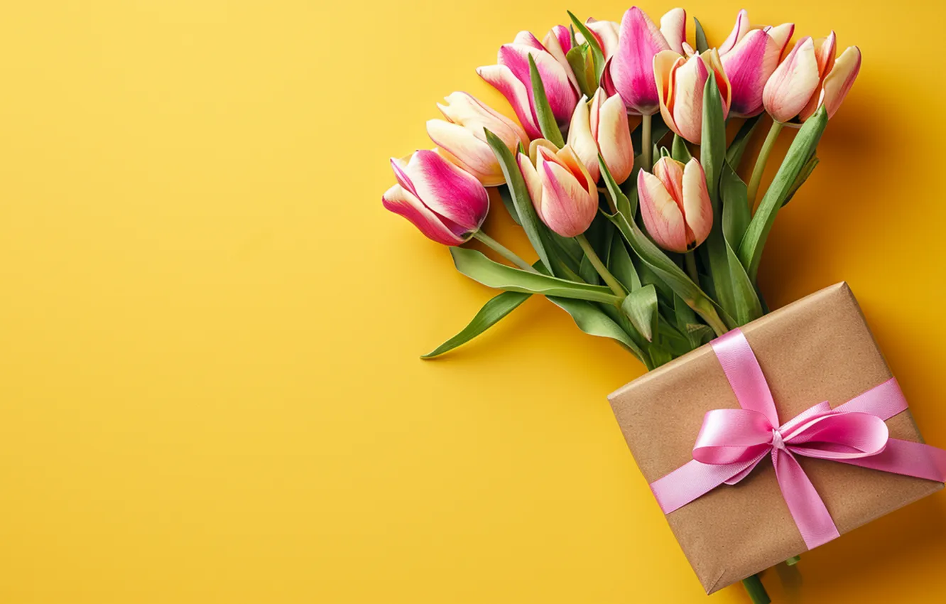 Фото обои букет, тюльпаны, pink, blossom, flowers, tulips, spring, bloom