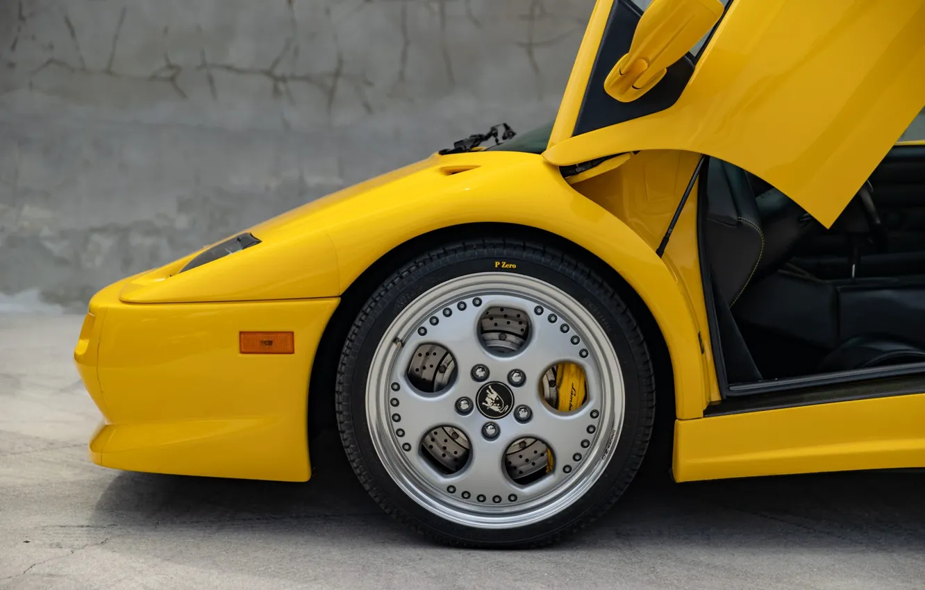 Фото обои крупный план, Lamborghini, колесо, Diablo, лаборгини, Lamborghini Diablo VT Roadster