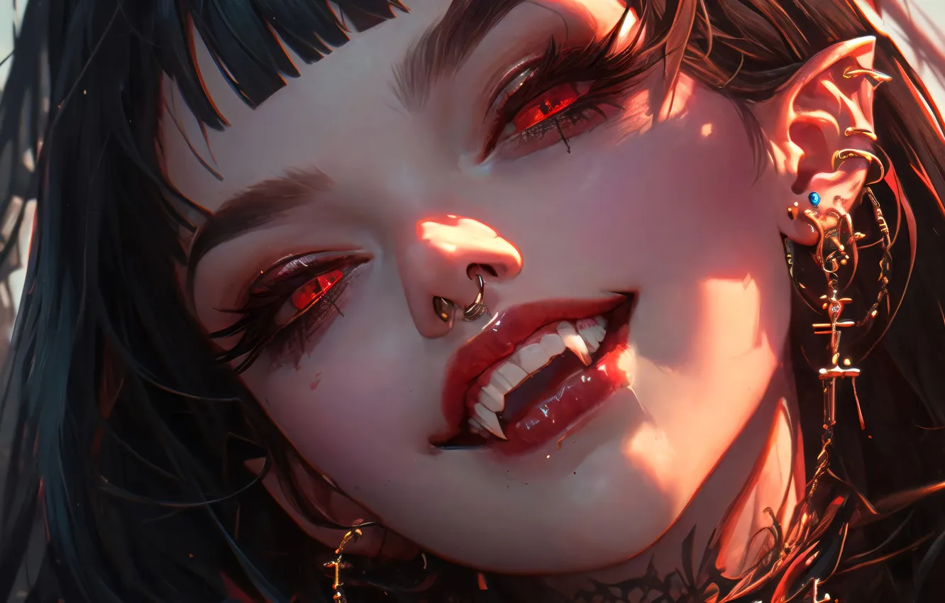 Фото обои Girl, Red Eyes, Vampire, Vampire Girl