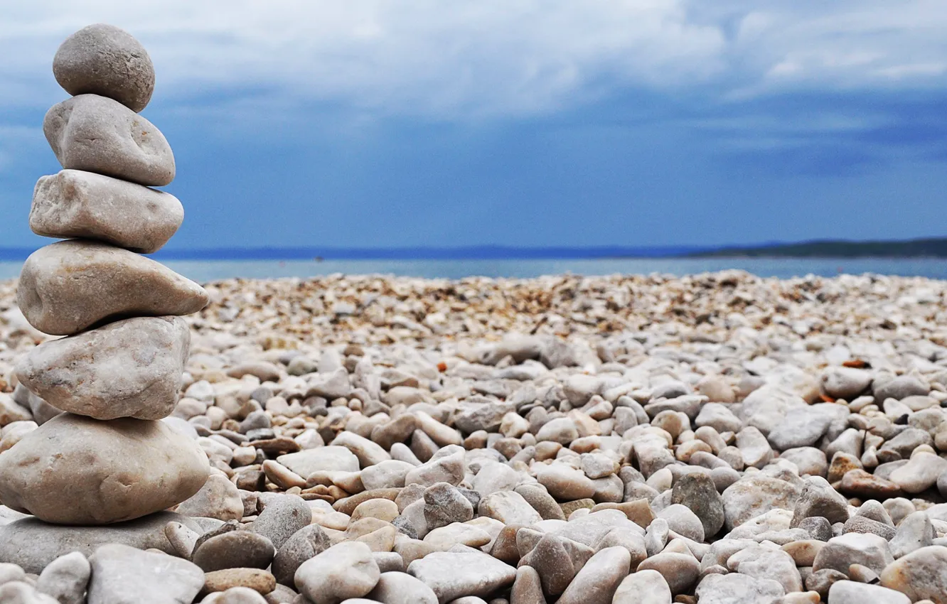 Фото обои песок, море, камни