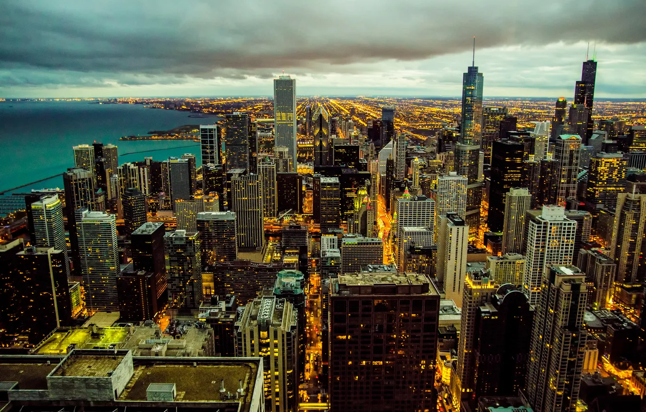 Фото обои United States, Illinois, Chicago Skyline at night