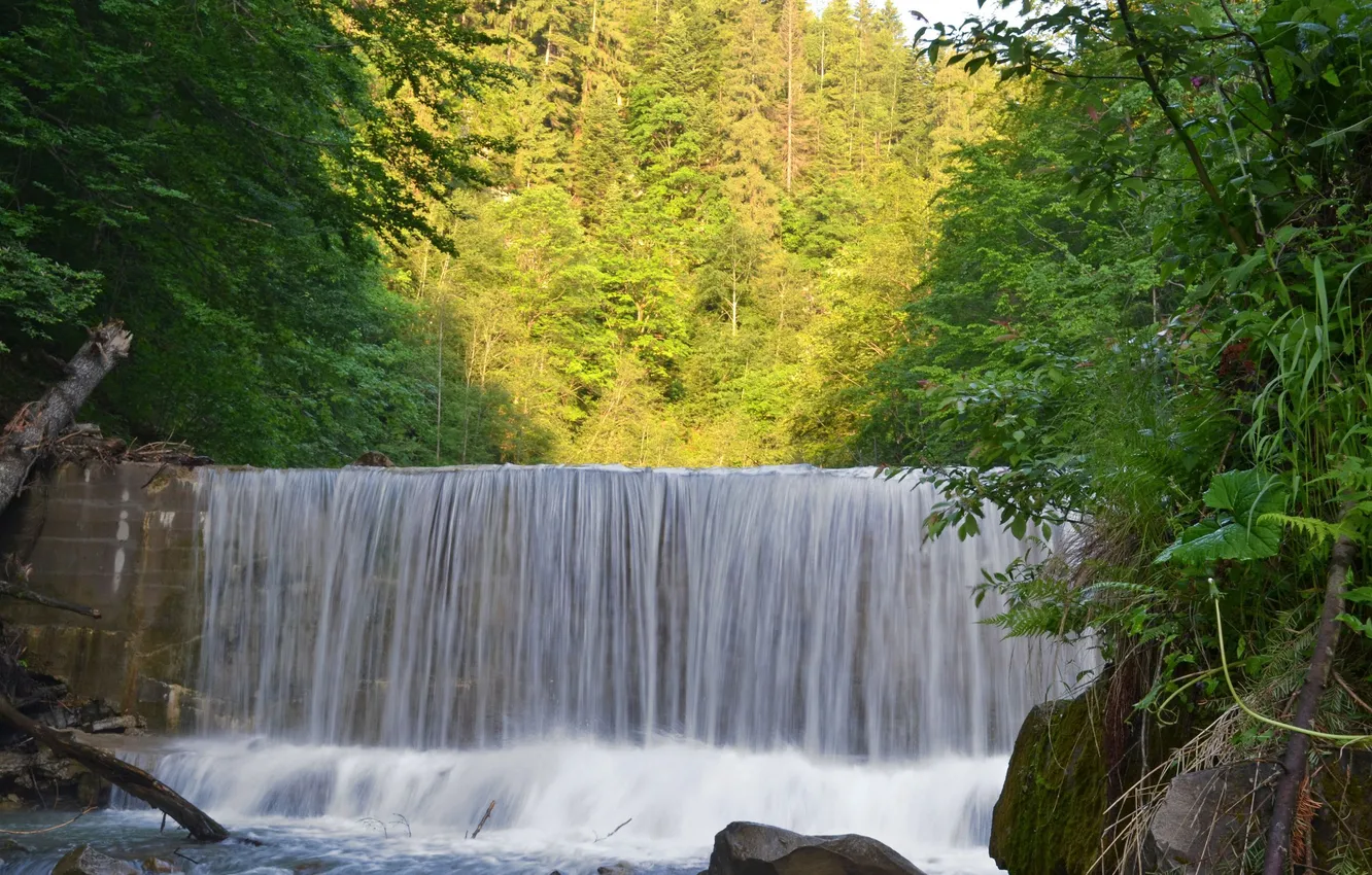 Фото обои водопад, Украина, Закарпатье, река Жонка