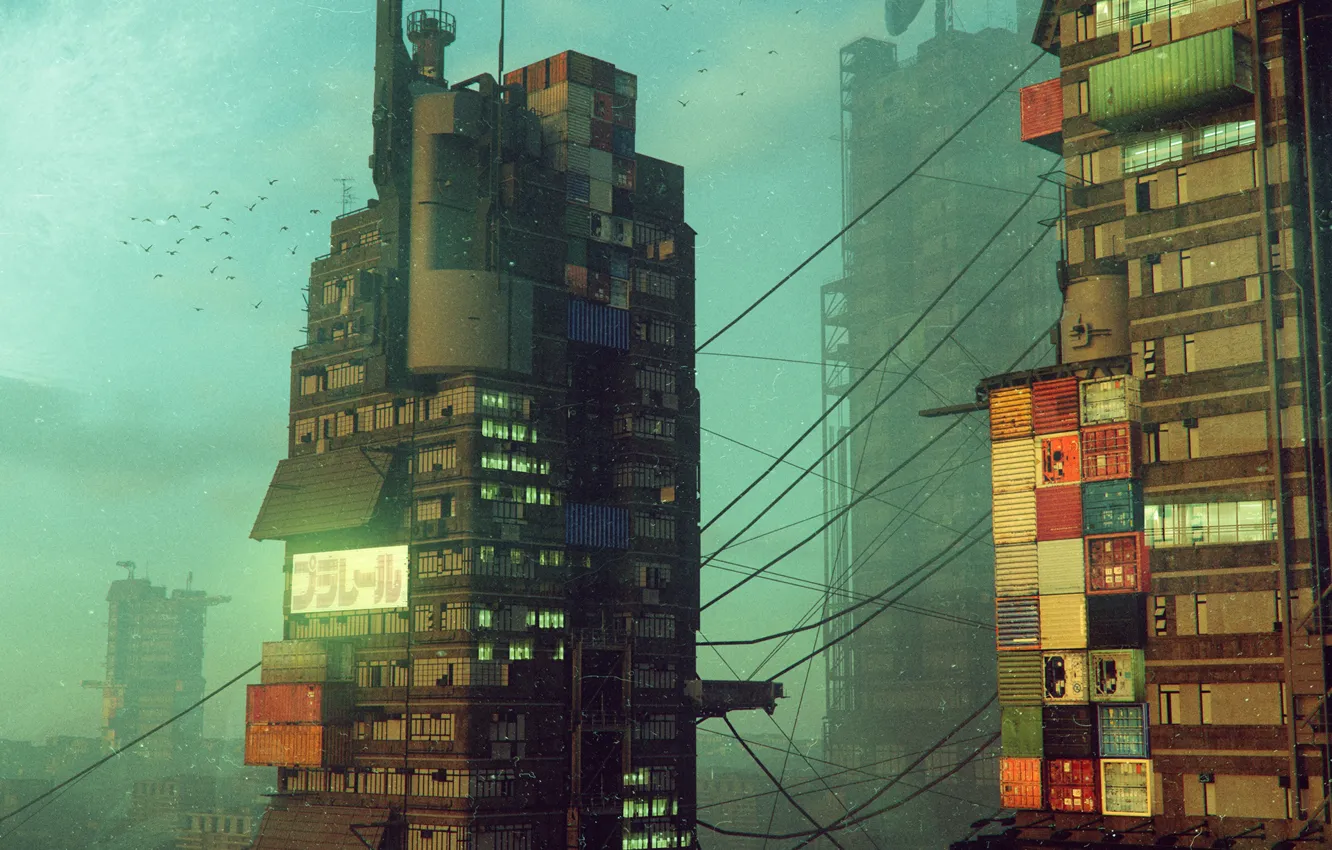 Фото обои Город, Стиль, Здания, Здание, City, Трущобы, Fantasy, Архитектура