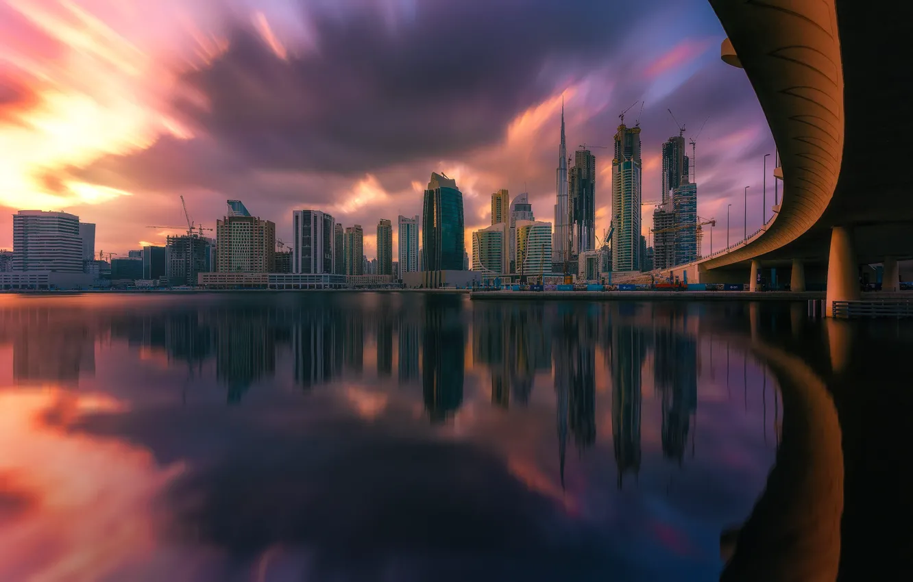 Фото обои отражение, дома, Dubai