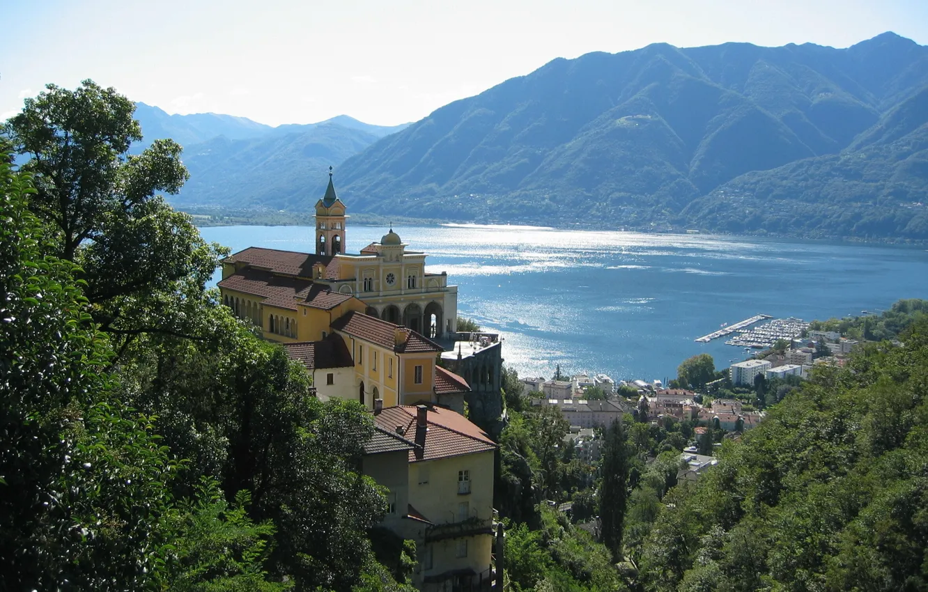 Фото обои город, озеро, Италия, Italy, lago Maggiore