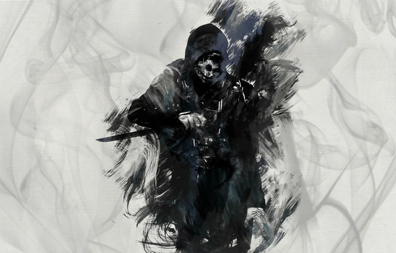 Фото обои игры, арт, нож, убийца, art, knife, dishonored, corvo attano