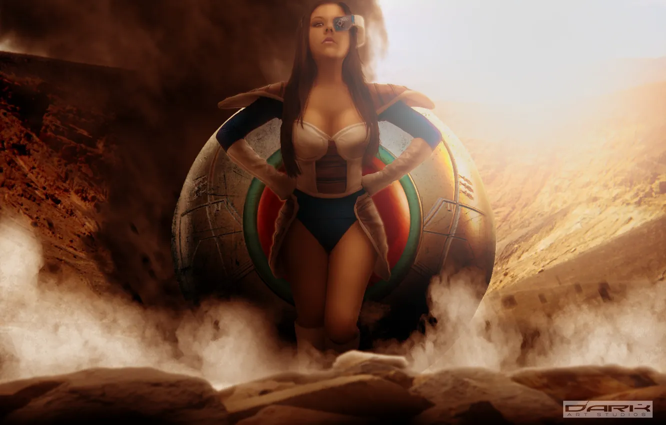 Фото обои песок, девушка, взрыв, шар, girl, Dragon, Ball, Movie