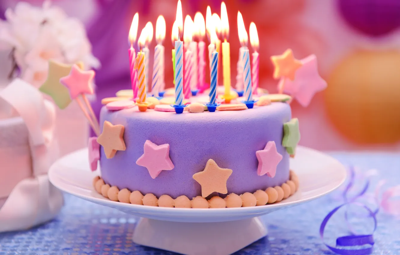 Фото обои день рождения, свечи, торт, cake, Happy Birthday, candles, letters