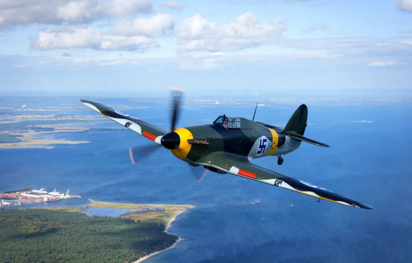 Фото обои Hawker Hurricane, финский, одноместный истребитель