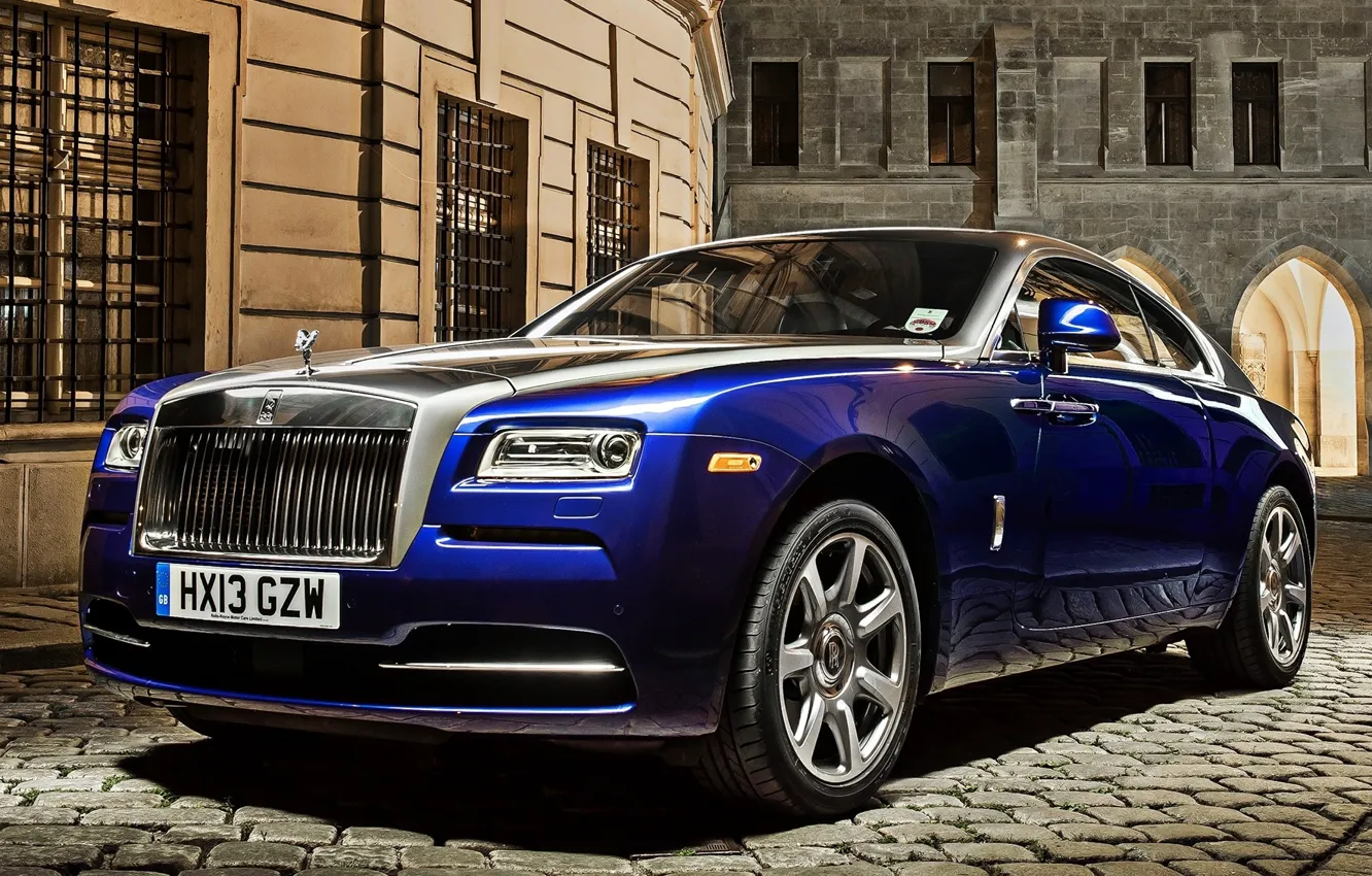 Фото обои синий, брусчатка, Rolls Royce, Wraith