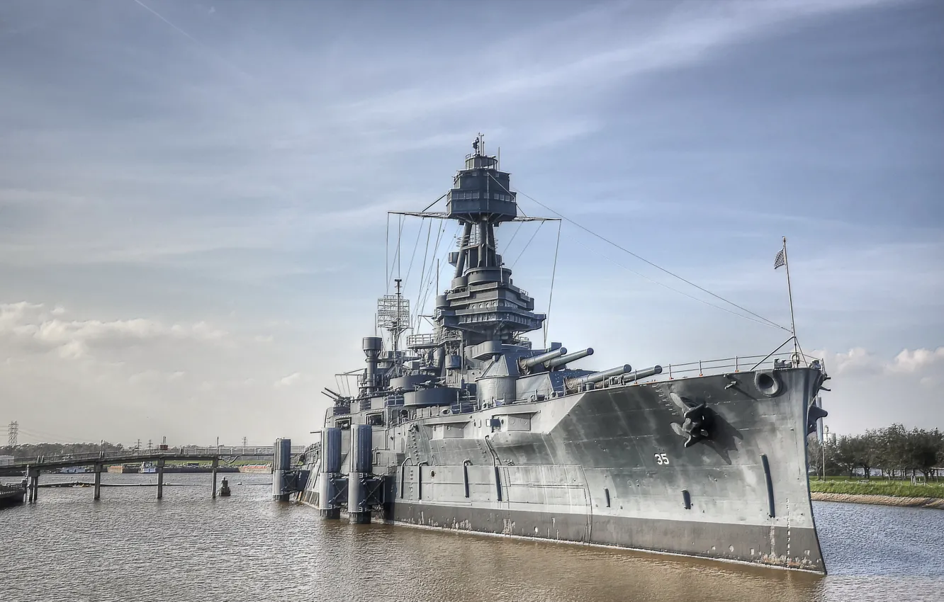 Фото обои оружие, корабль, причал, USS Texas (BB-35)