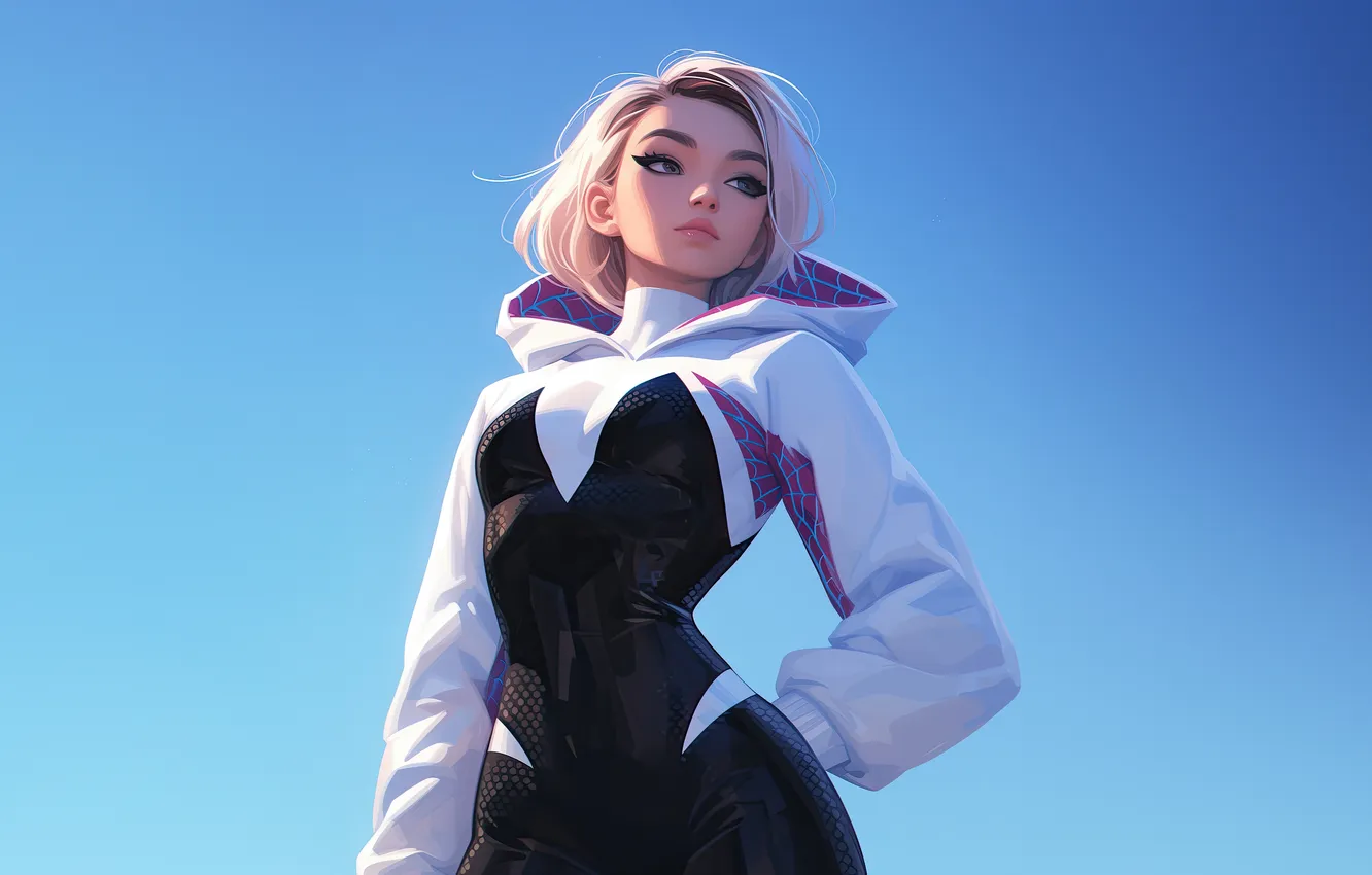 Фото обои Girl, Gwen Stacy, Spider Gwen, Spider Girl, AI Art, AI Generated
