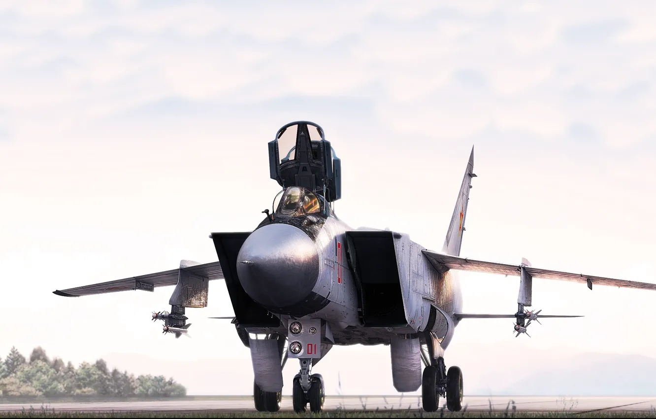 Фото обои Истребитель, MiG, МиГ, ВВС, Перехватчик, ВВС России, Foxhound, МиГ-31