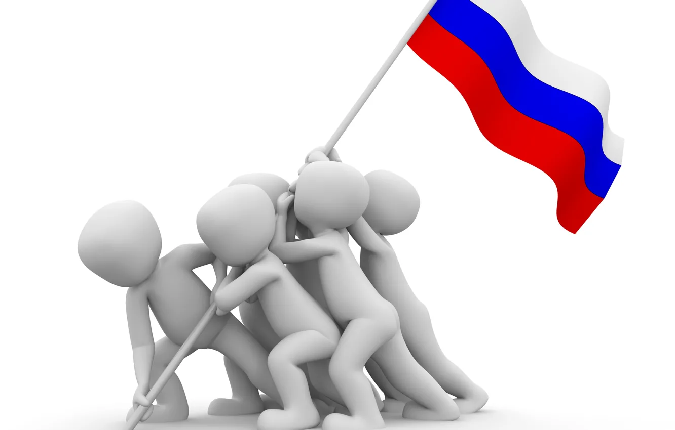 Фото обои человечки, флаг, Россия