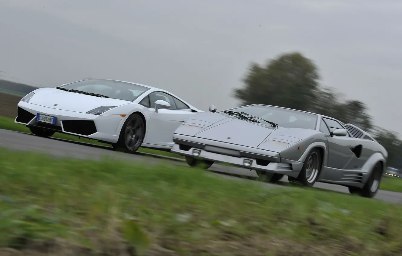 Фото обои фон, Lamborghini, Gallardo, передок, and, суперкары, Countach, Ламборгини