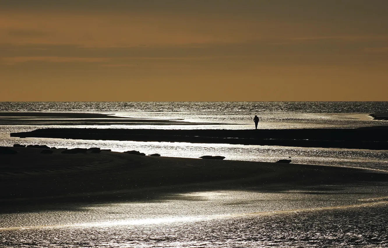 Фото обои море, ночь, берег