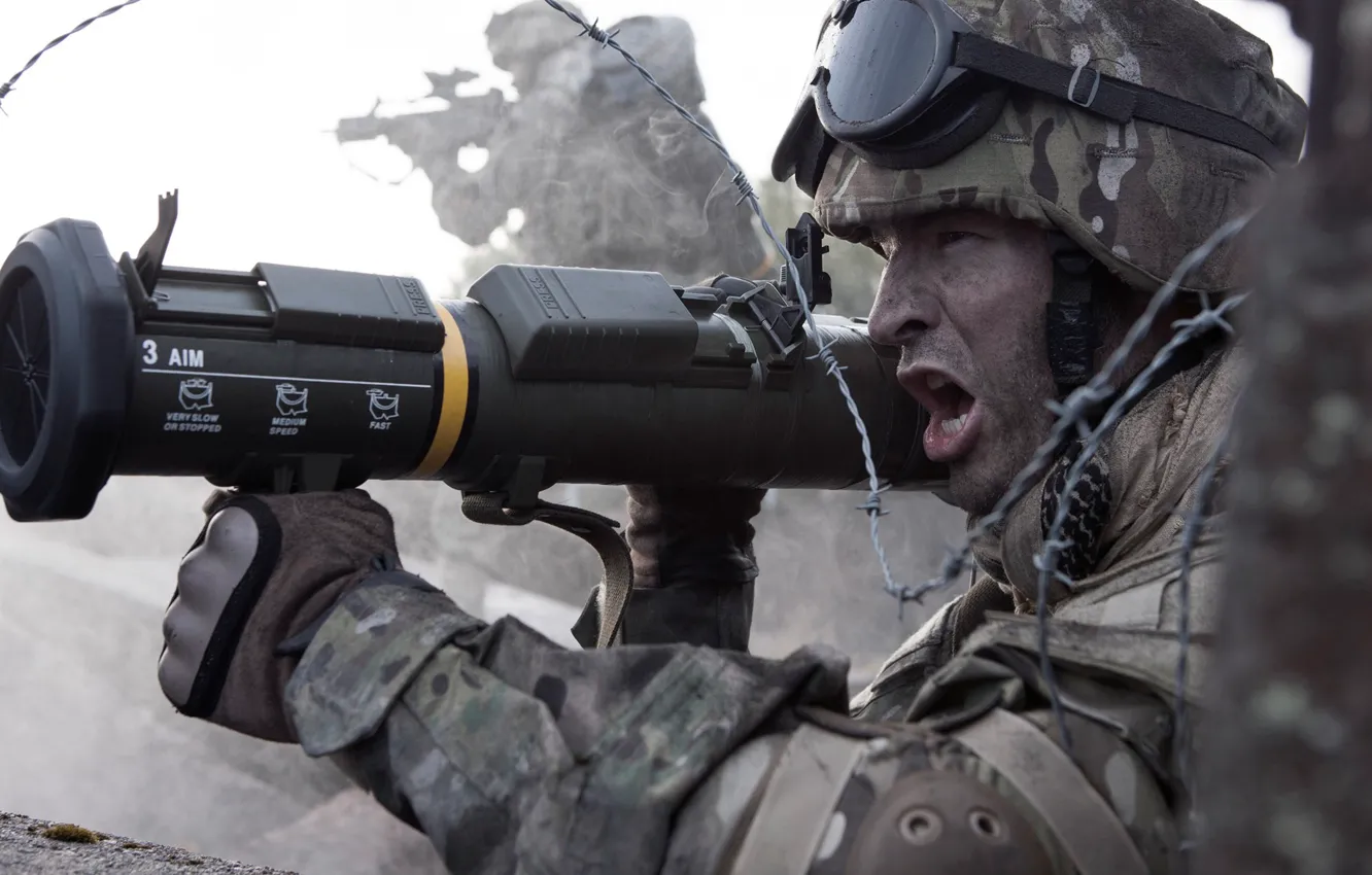 Фото обои Saab, gun, soldier, weapon, man, fight, face, rifle