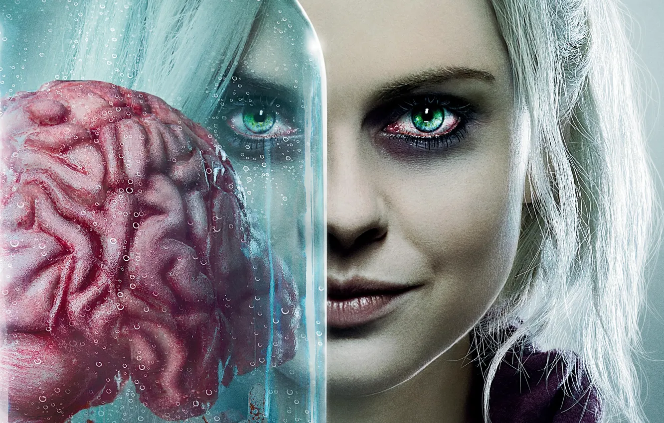 Фото обои Взгляд, Мозг, Глаза, Зомби, Девука, iZombie, Rose Mciver, Оливия Мур