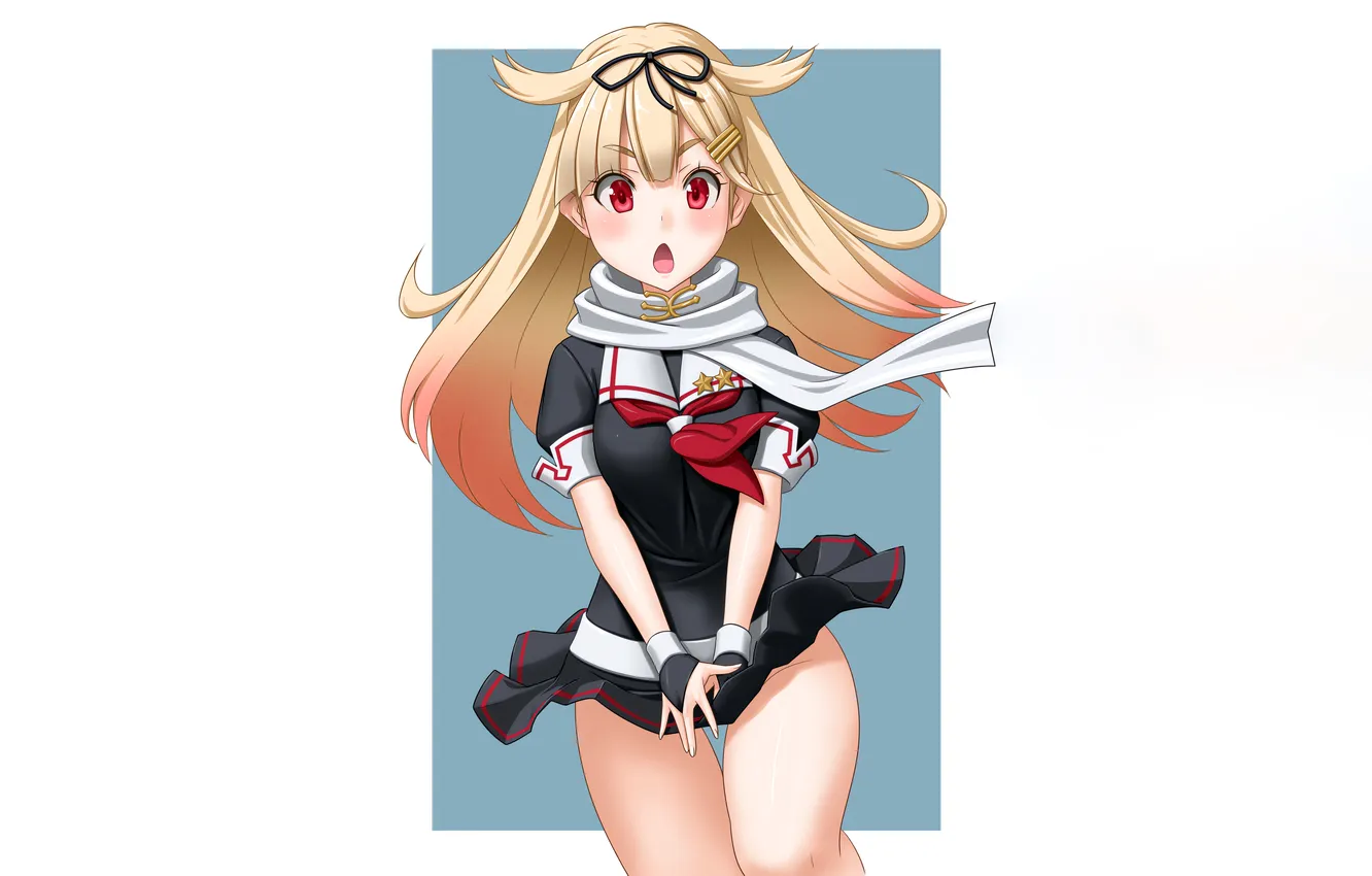 Фото обои girl, sexy, long hair, dress, anime, beautiful, red eyes, pretty