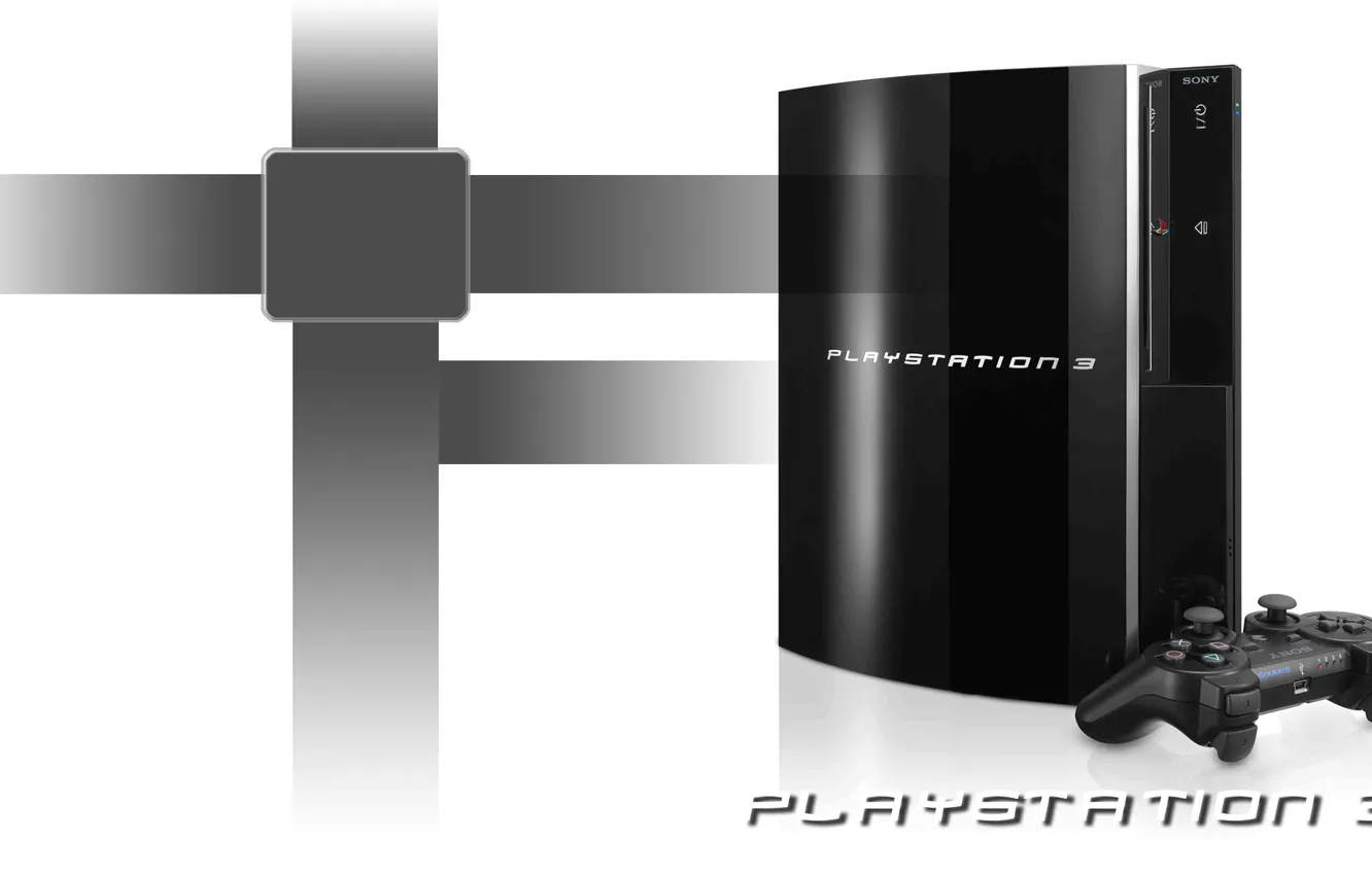 Фото обои white, black, background, PS3, playstation 3, joystick, console