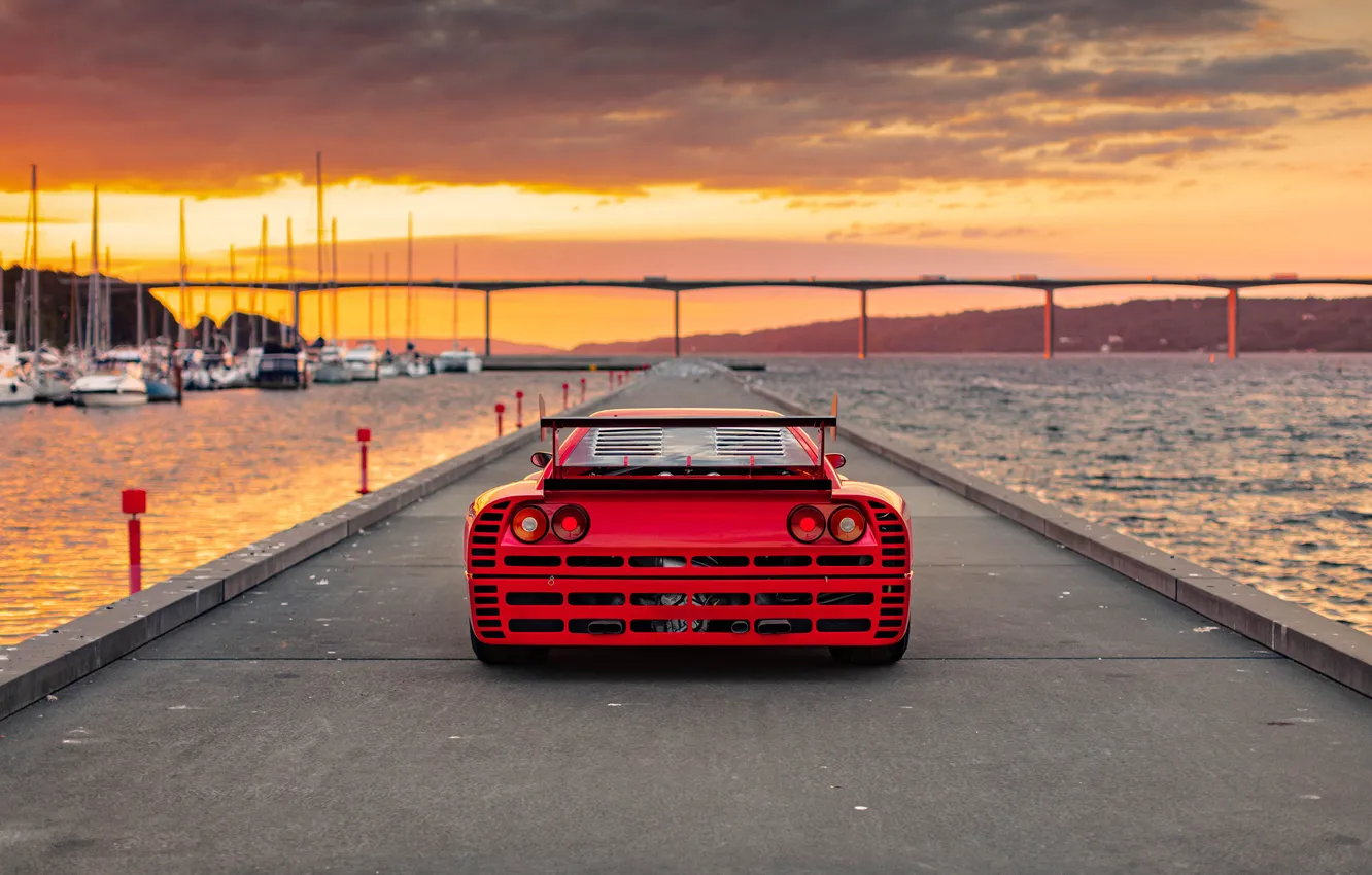 Фото обои Ferrari, суперкар, supercar, вид сзади, Evoluzione, 1985, единственный экземпляр, Ferrari 288 GTO